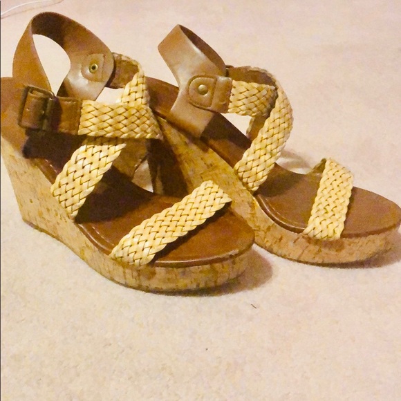 Charlotte Russe • cream and tan cork wedges - Picture 1 of 5